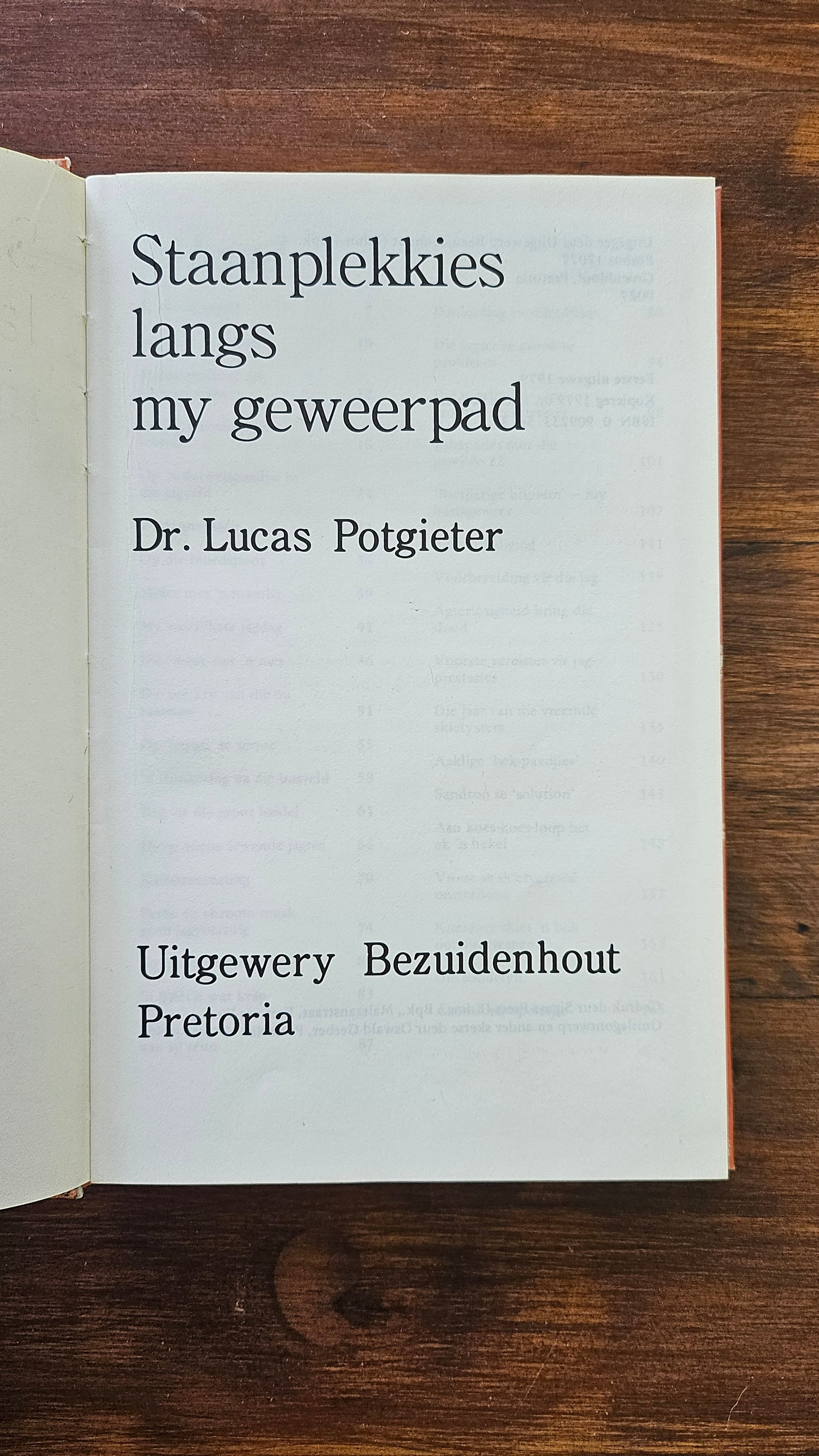 Potgieter Lucas, Staanplekkies langs my geweerpad