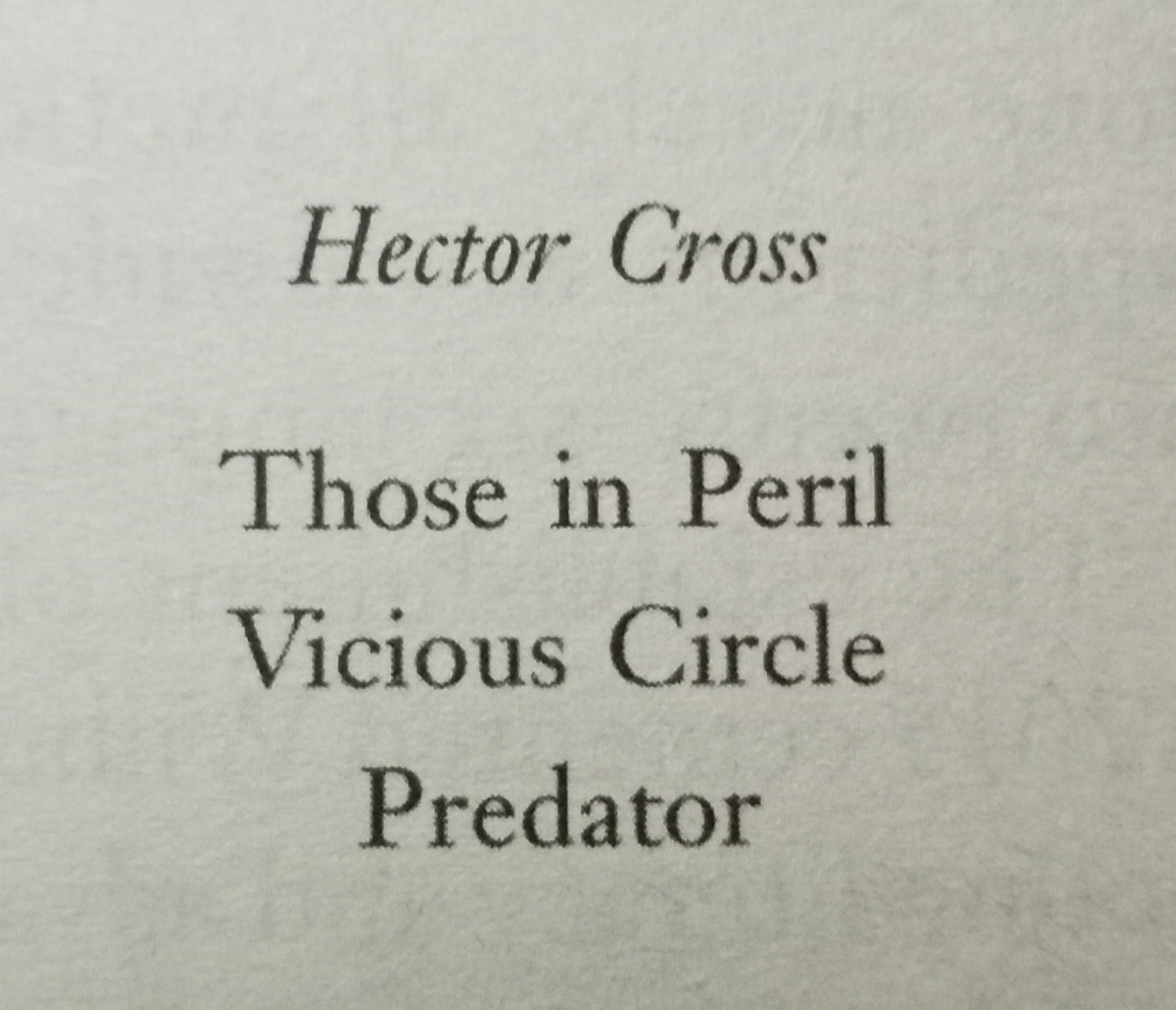 Smith Wilbur, Vicious circle