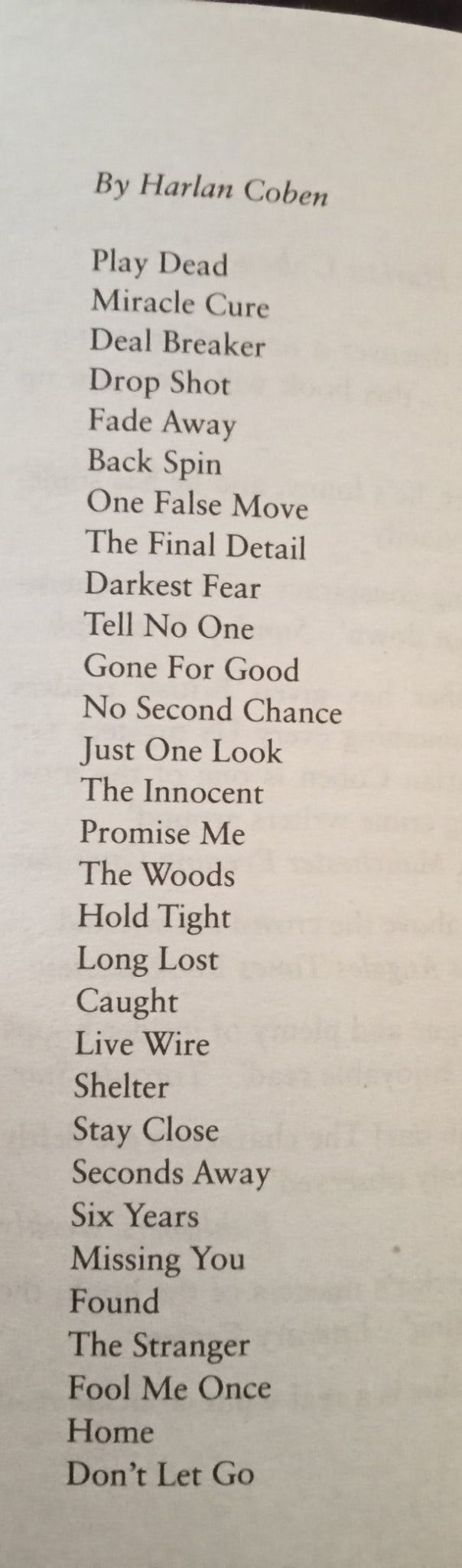 Coben Harlan, Deal Breaker