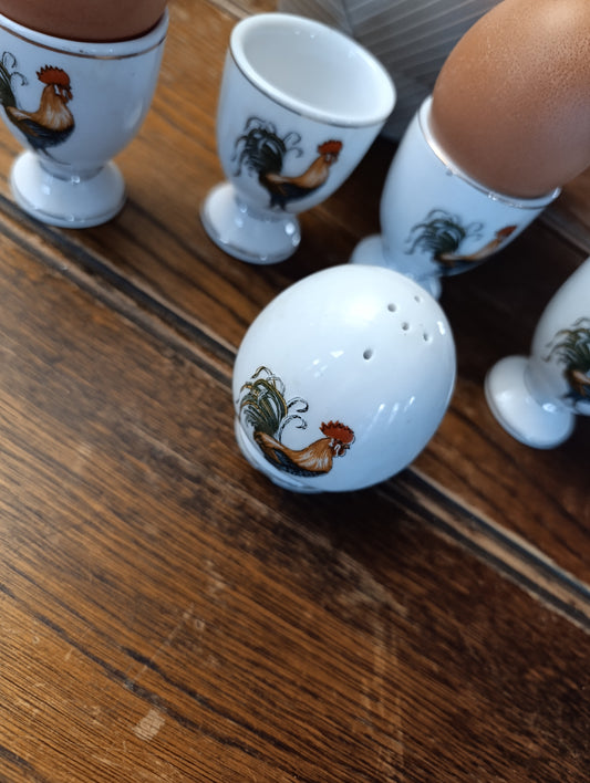 egg cups & salt cellar set