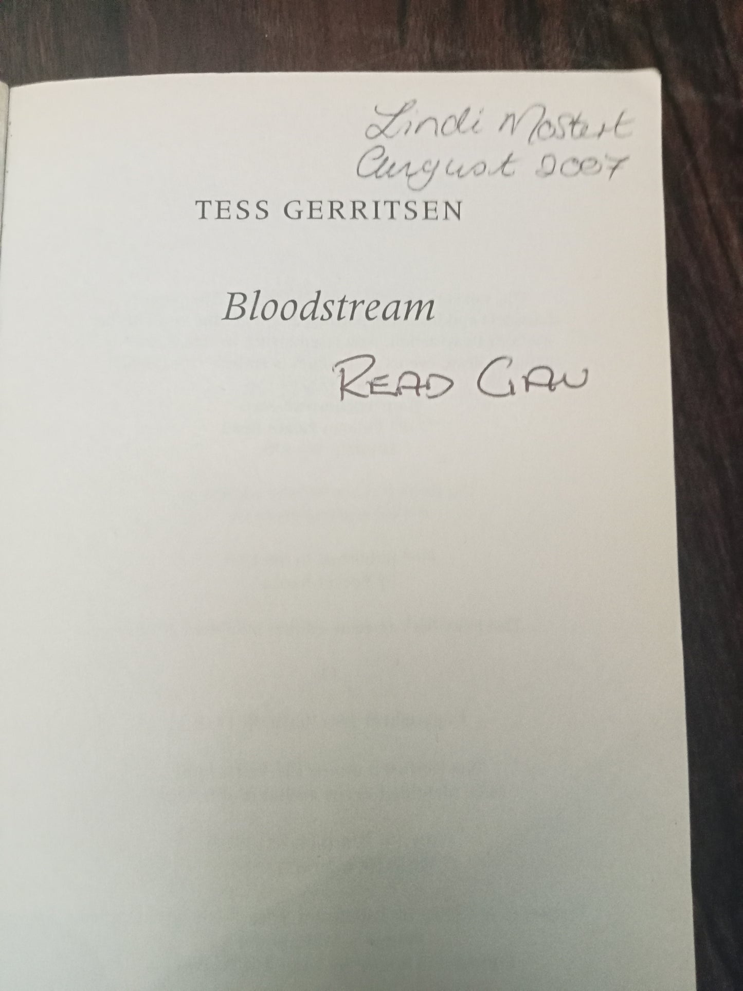 Gerritsen Tess, Bloodstream