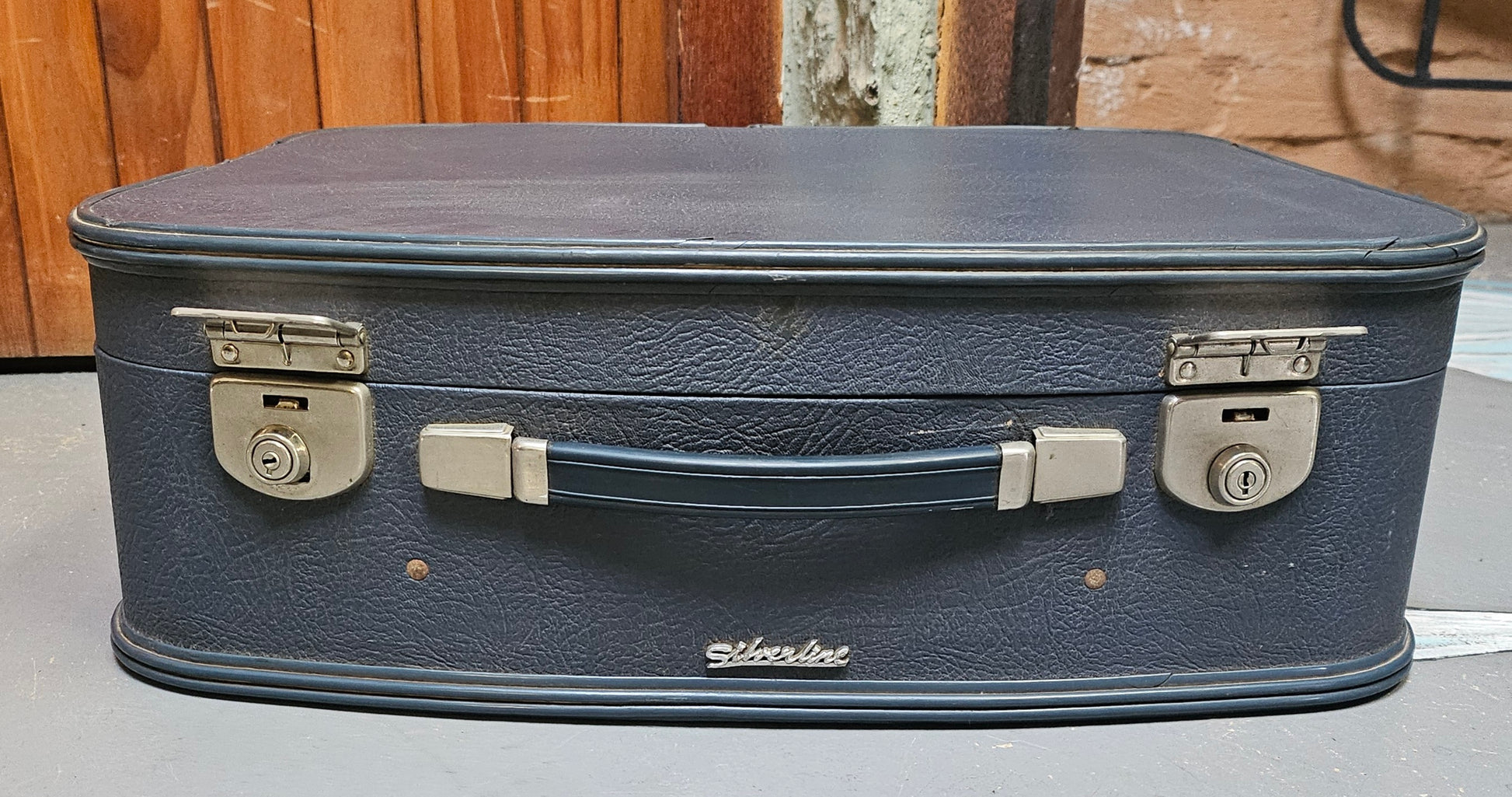 Vintage suitcase Silverline Blue