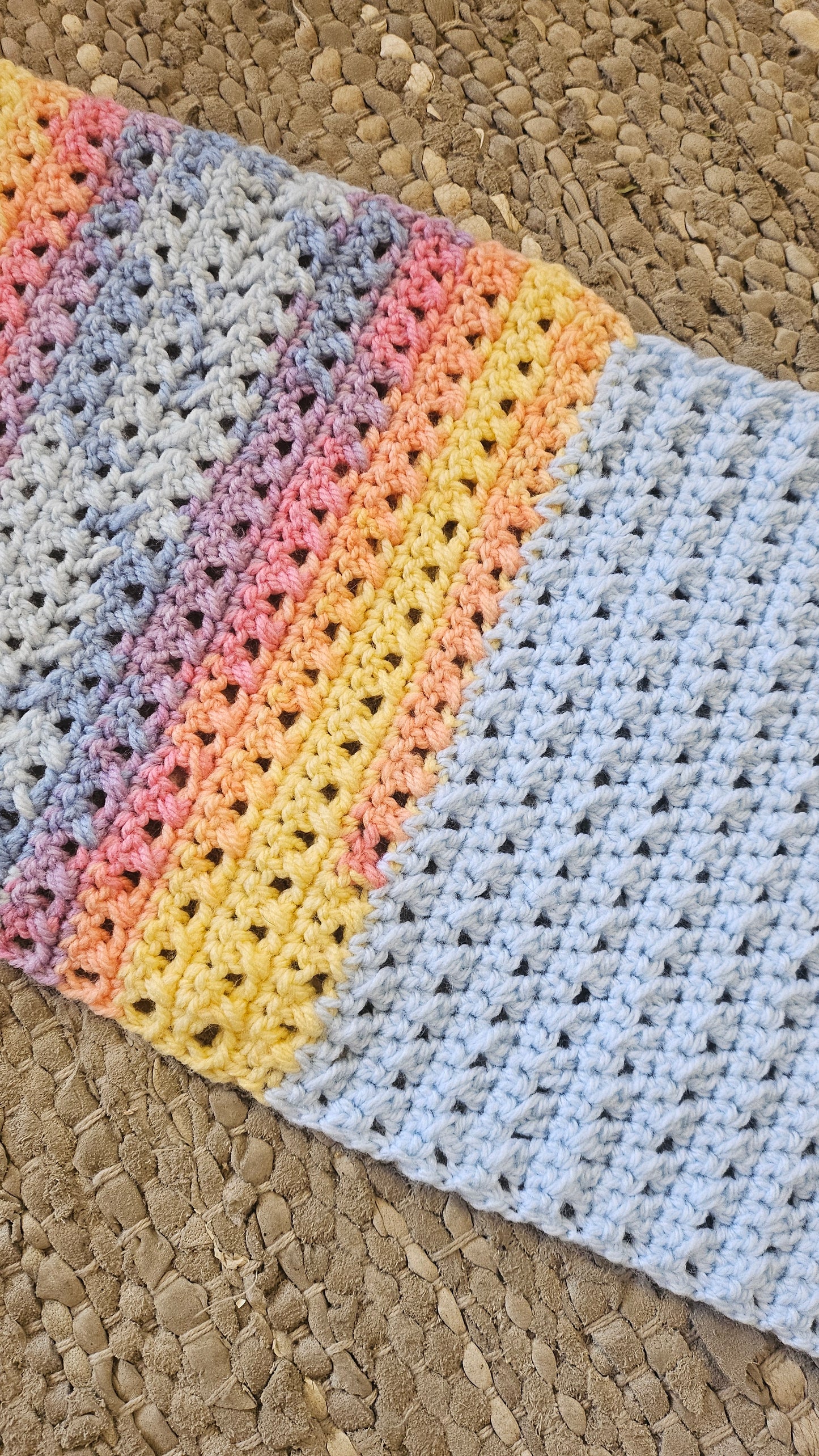 Scarf Crochet Blue Multicoloured