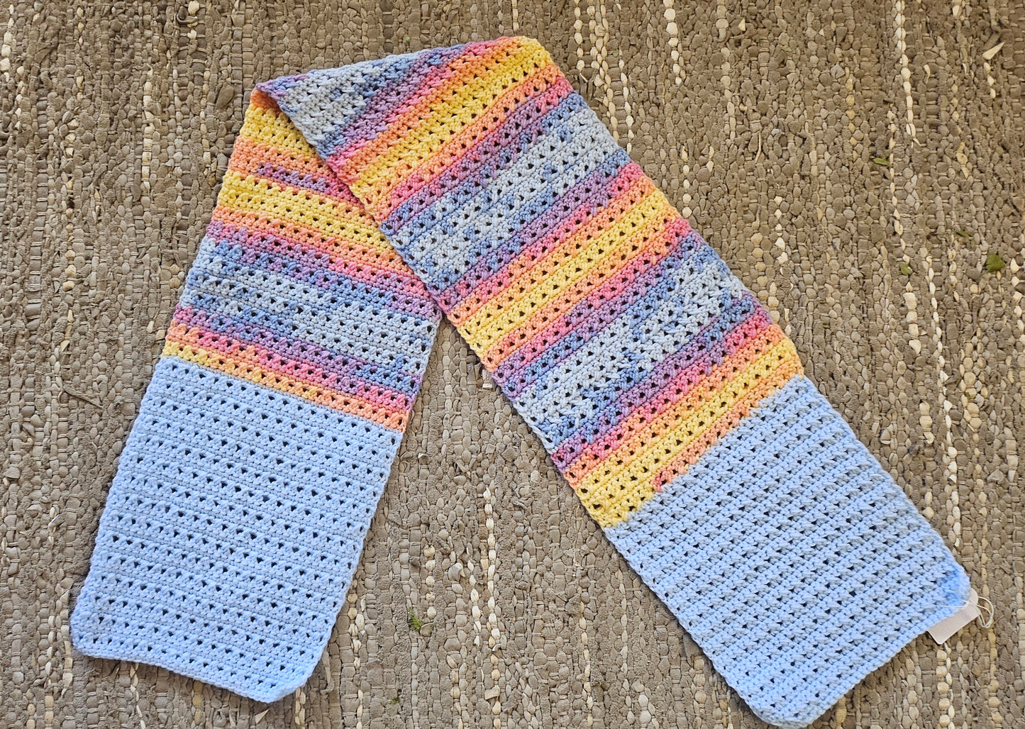 Blue Crochet Multicoloured Scarf