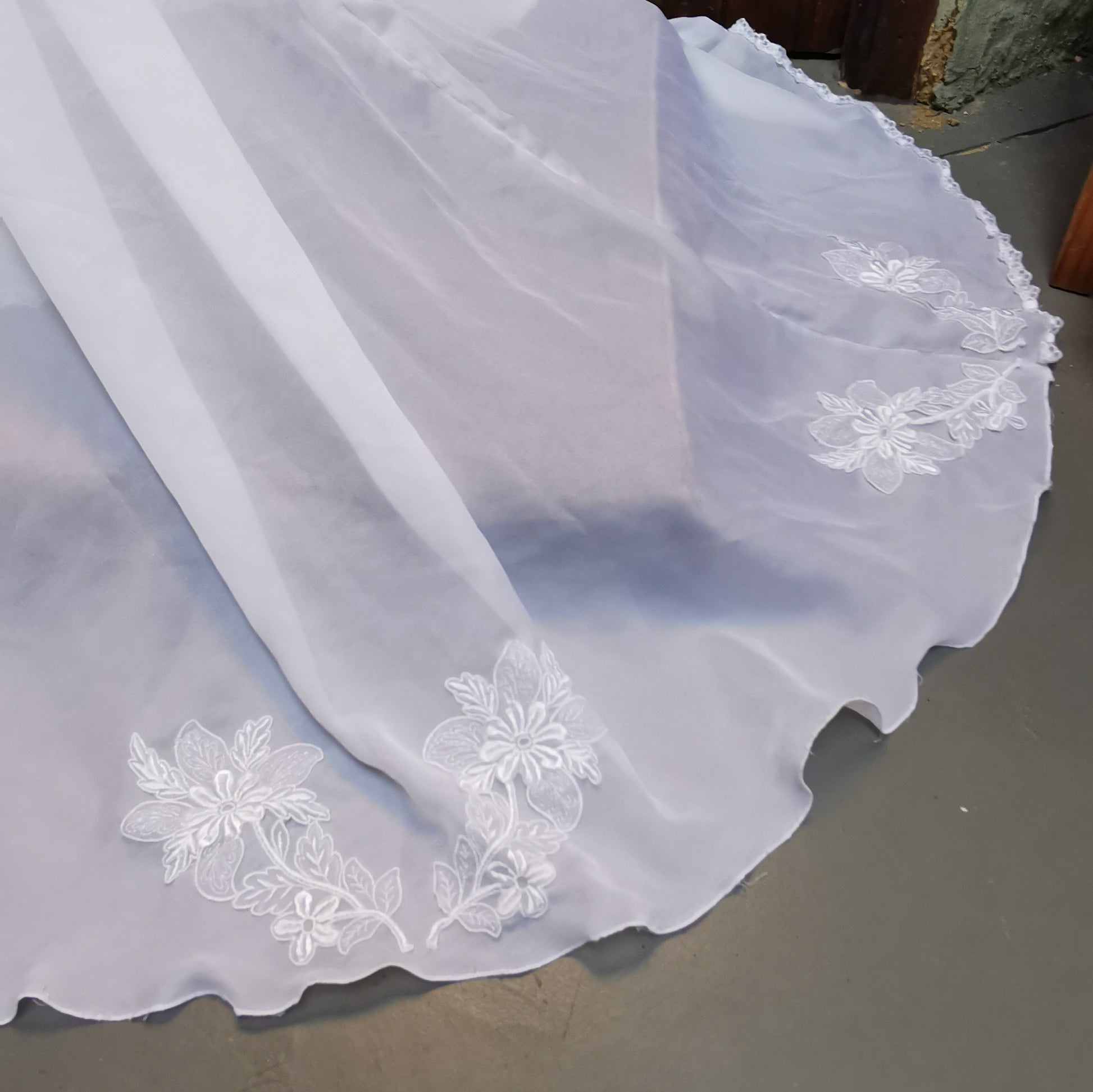 White Wedding Dress with Embroided Detail