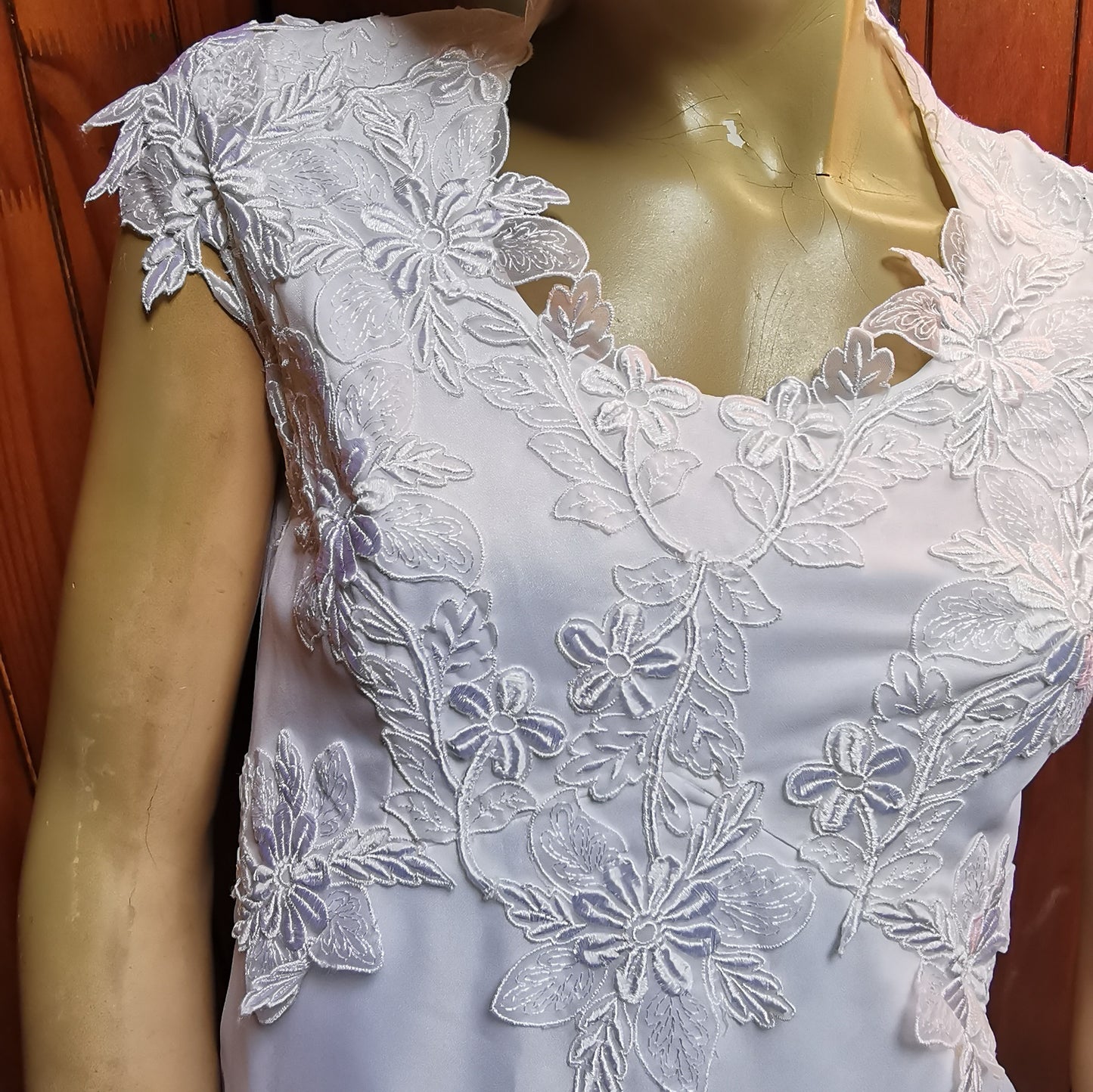 White Wedding Dress with Embroided Detail