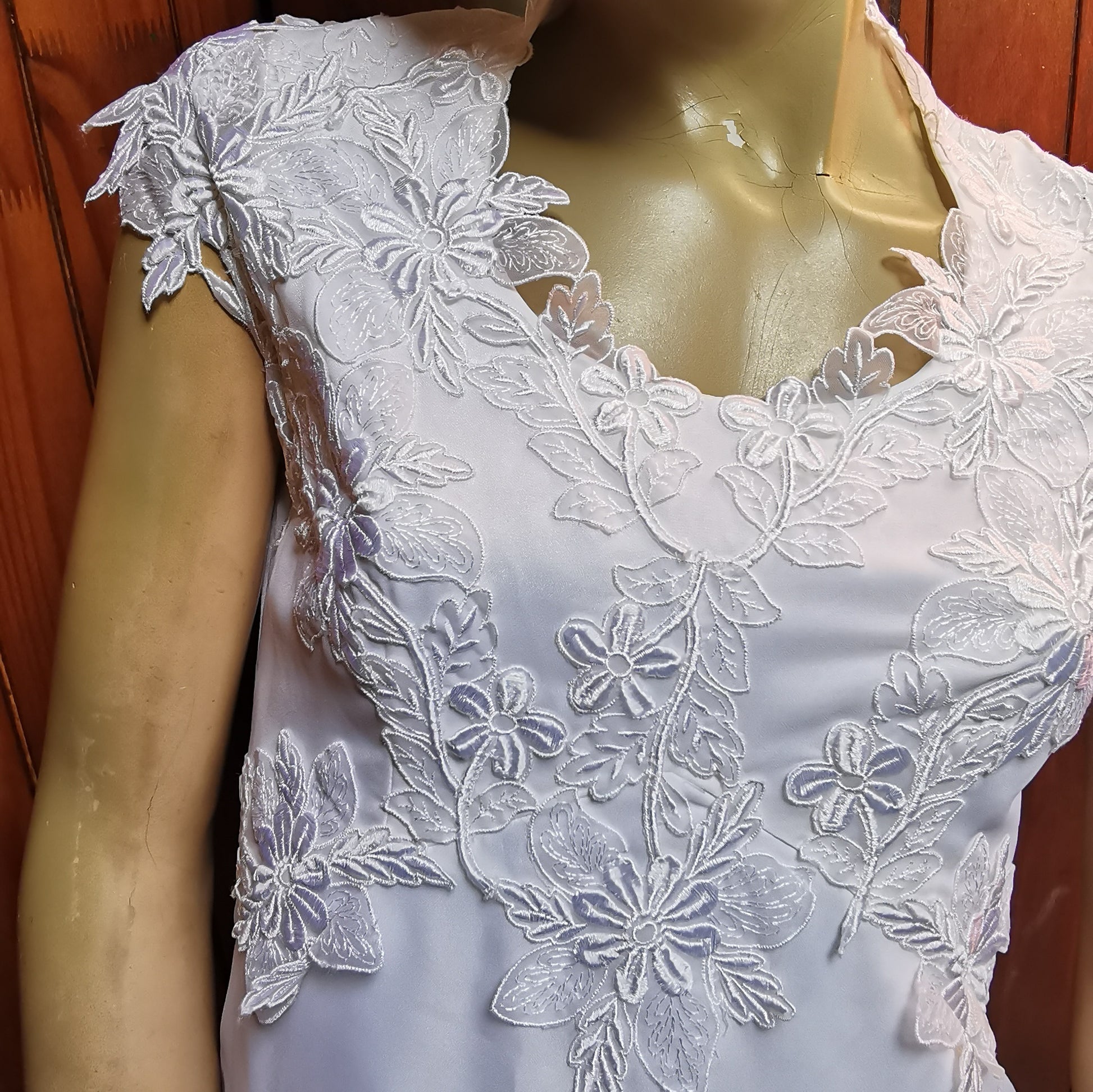 White Wedding Dress with Embroided Detail