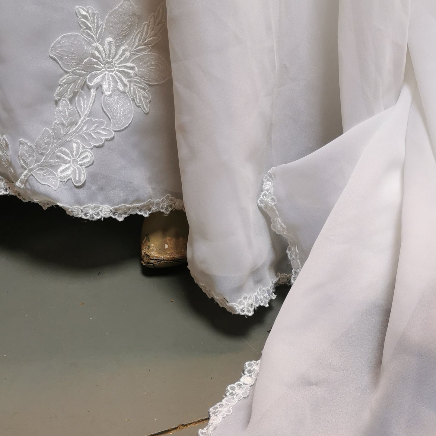 White Wedding Dress with Embroided Detail