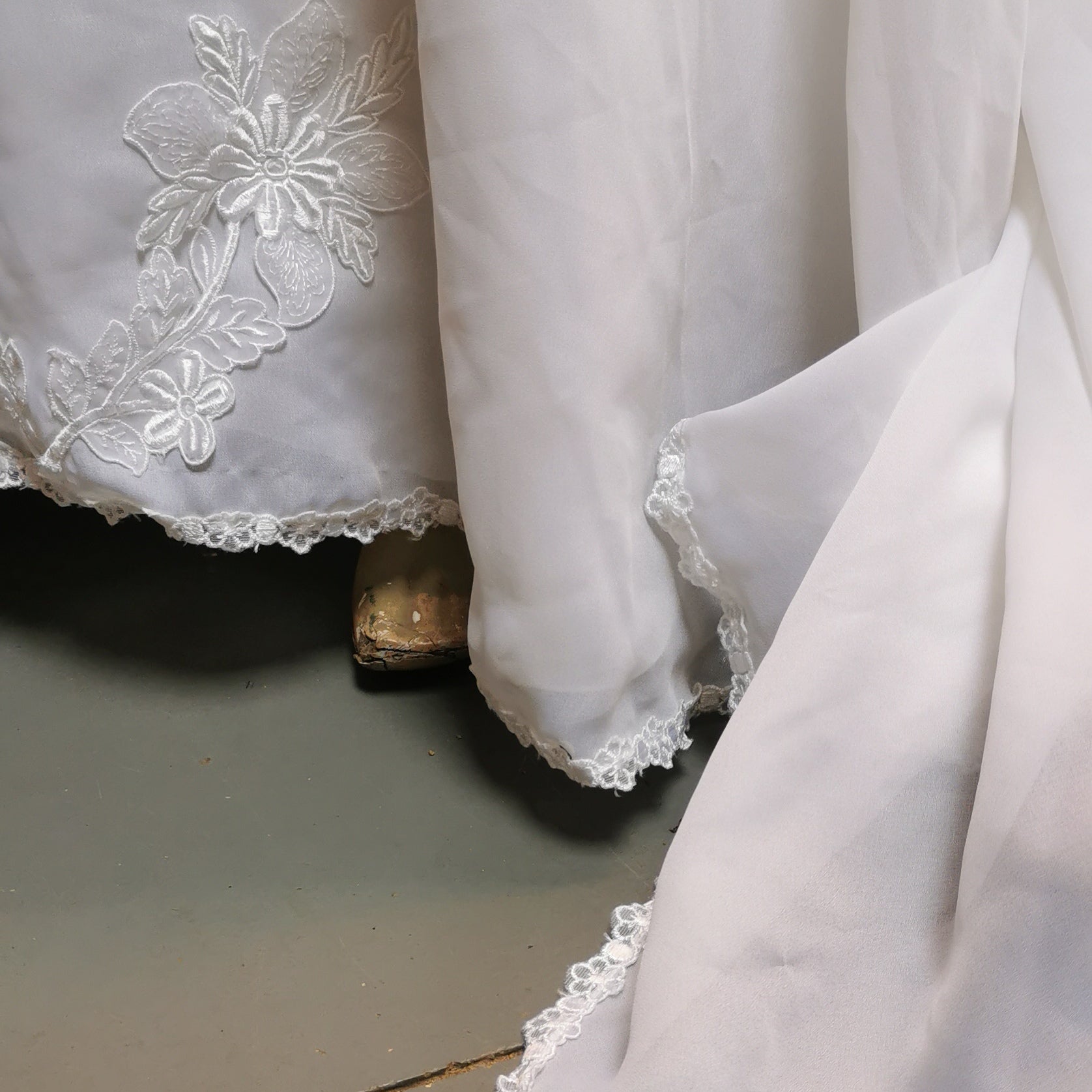 White Wedding Dress with Embroided Detail