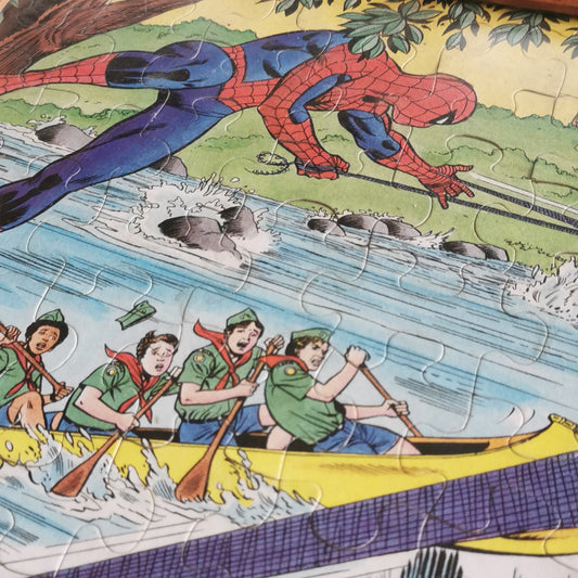 Vintage Spiderman Puzzle Picture - Framed and Completed