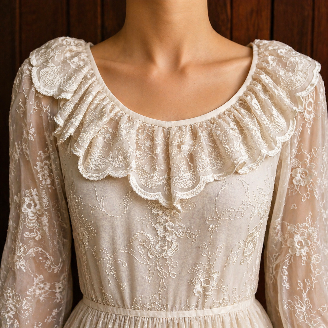 1970s Vintage Bridal Gown – Handcrafted Lace Wedding Dress