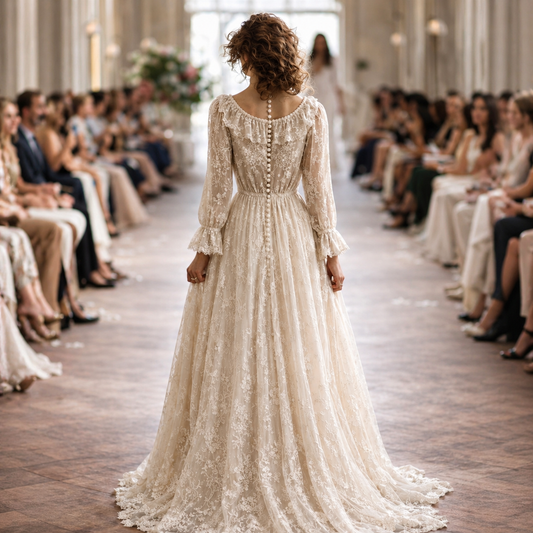 1970s Vintage Bridal Gown – Handcrafted Lace Wedding Dress