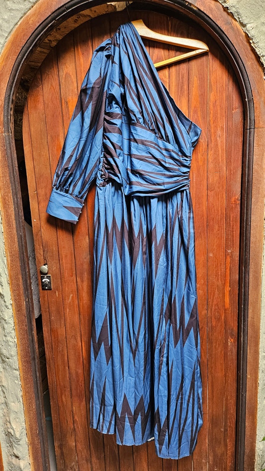 Dress Black & Blue Striped