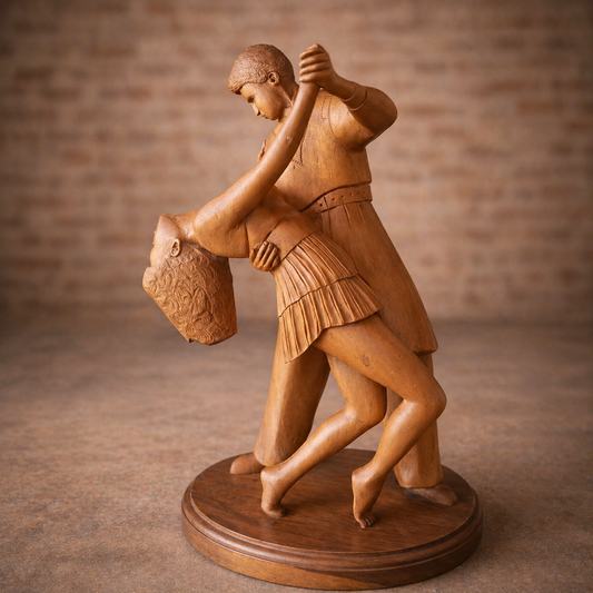 Hand-Carved Wooden Dancing Couple Sculpture – Romantic Home Décor