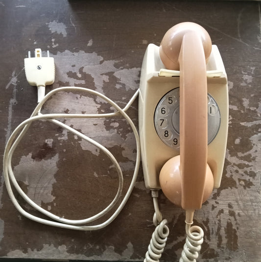 Vintage telephone beige brown 