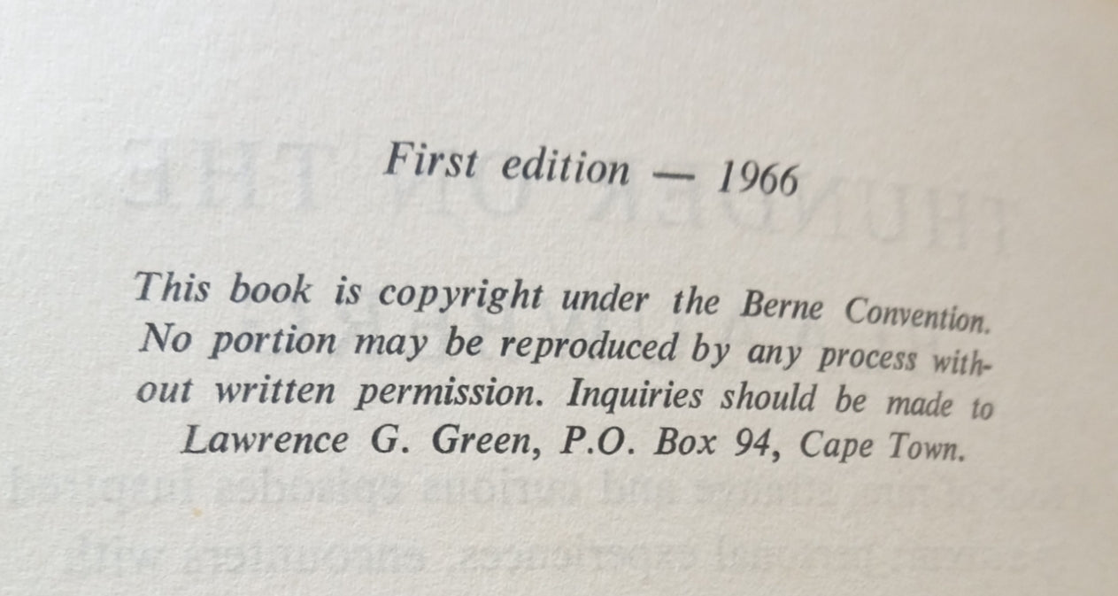 Lawrence G.Green, Thunder of the Blaauwberg 1st Edition