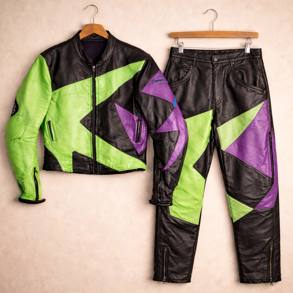 Vintage 90s Leather Jacket & Pants Set