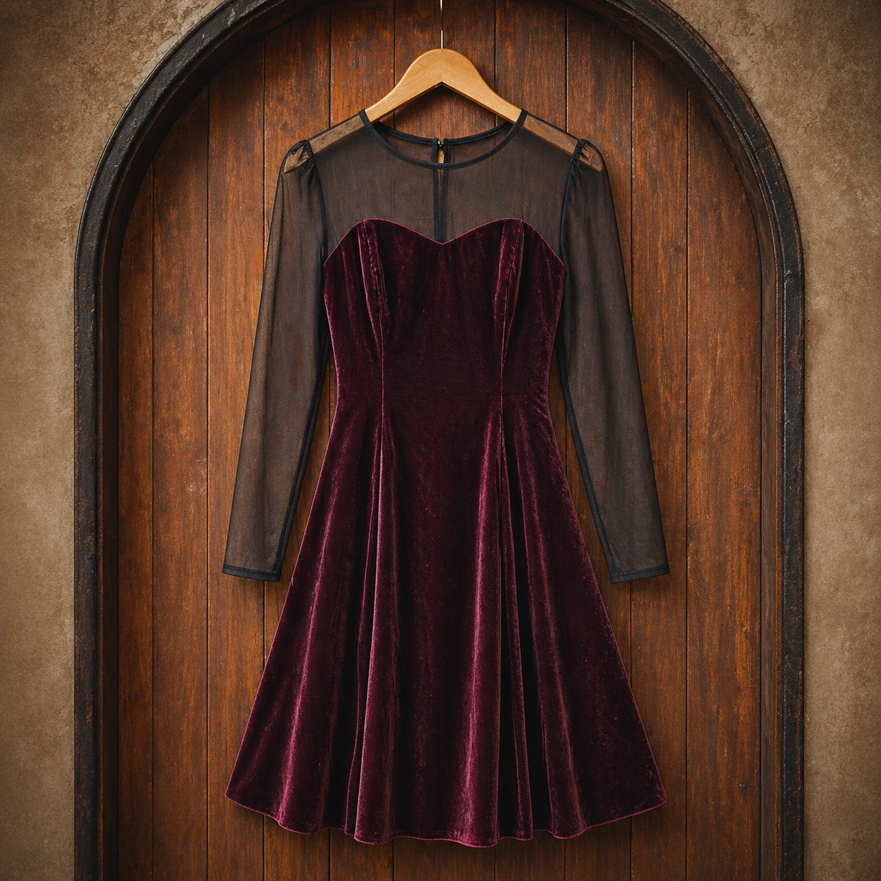Dress reddish black velvet