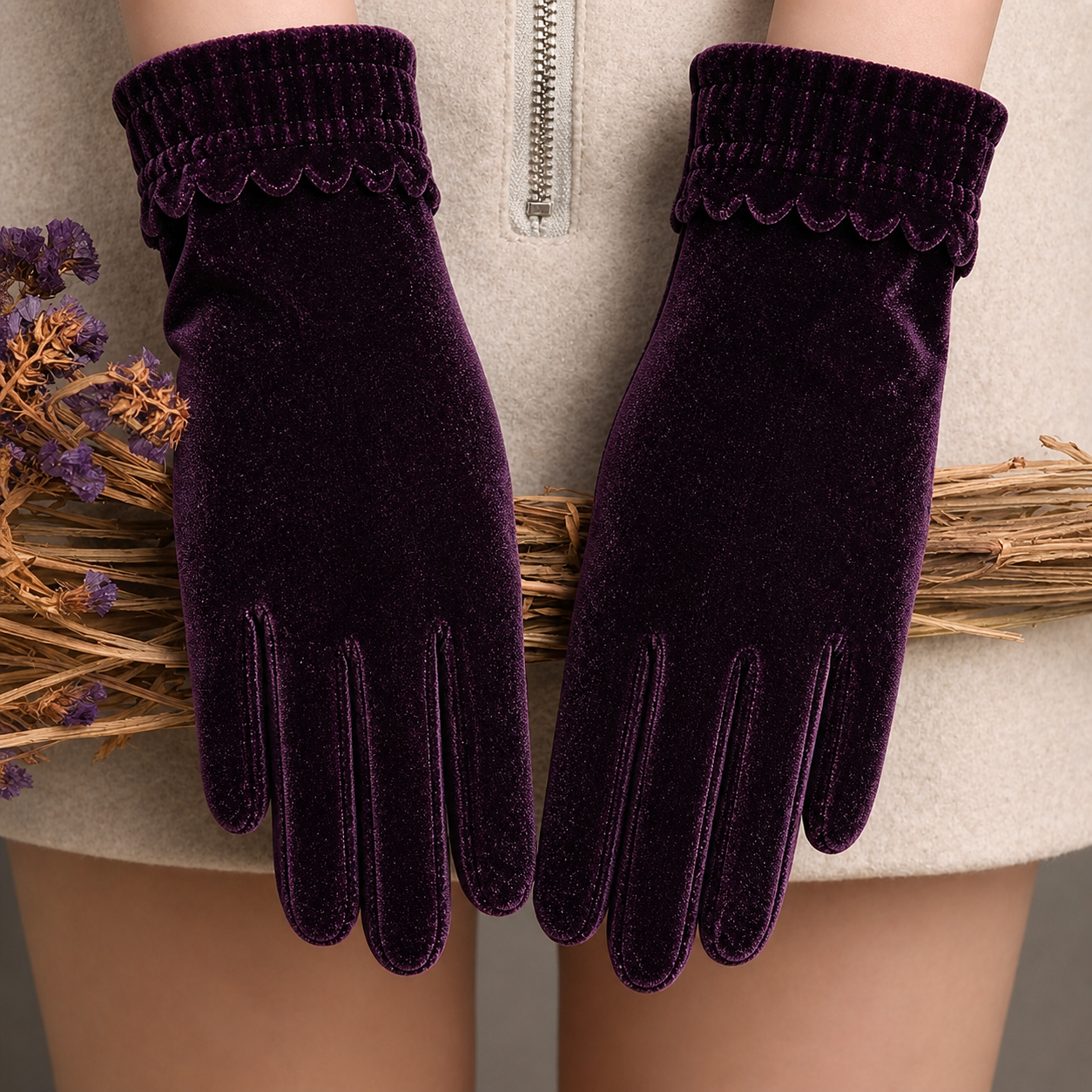 Gloves Purple Velvet