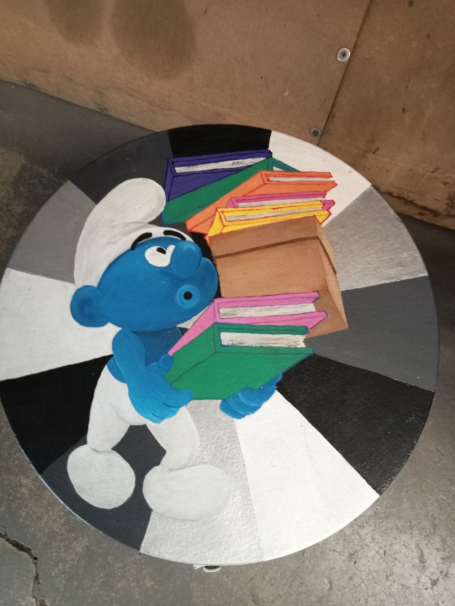 Hand painted Smurf table