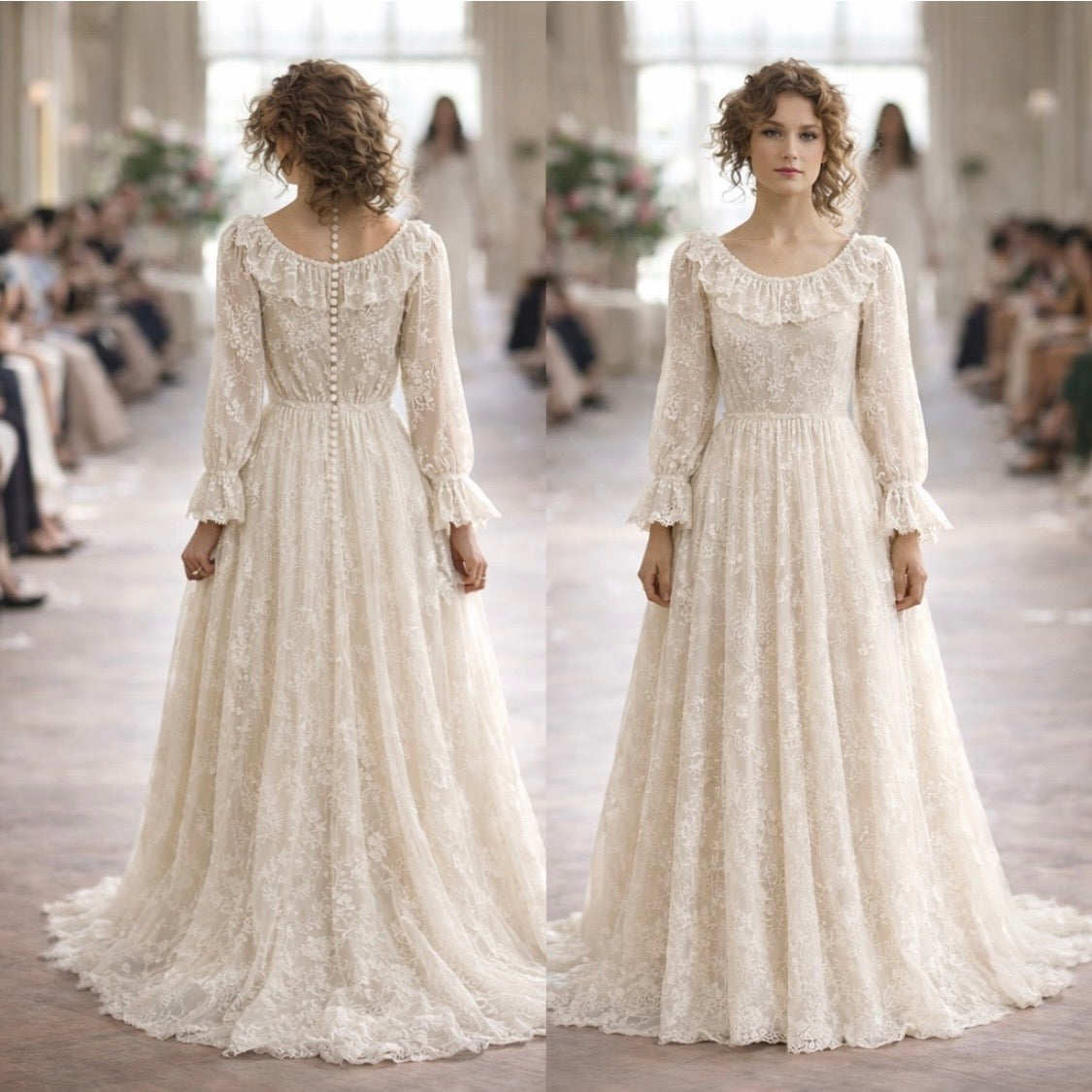 1970s Vintage Bridal Gown – Handcrafted Lace Wedding Dress