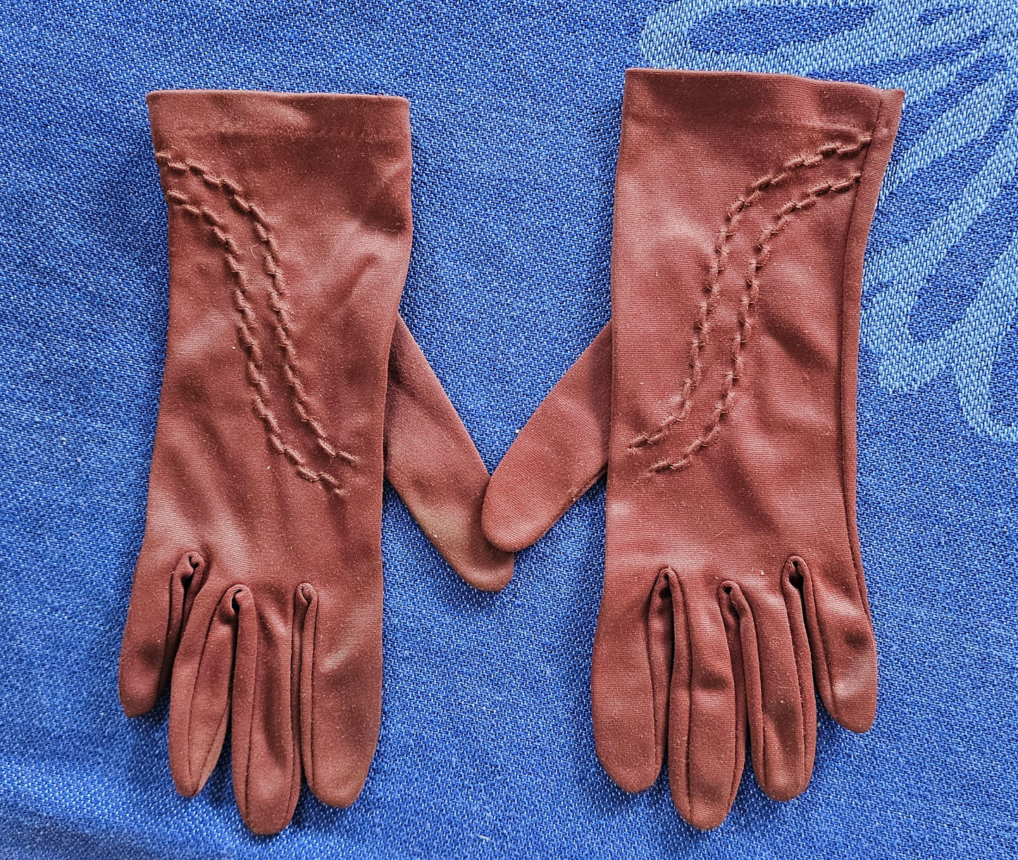 Gloves Brown Fabric