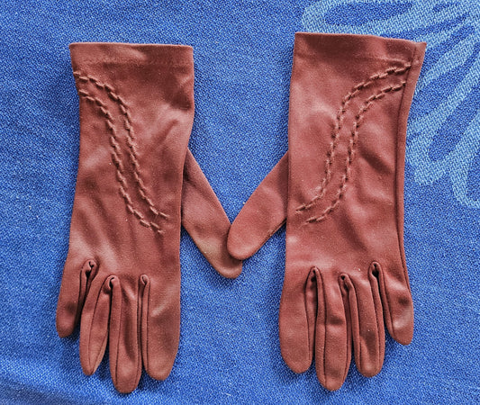 Gloves Brown Fabric