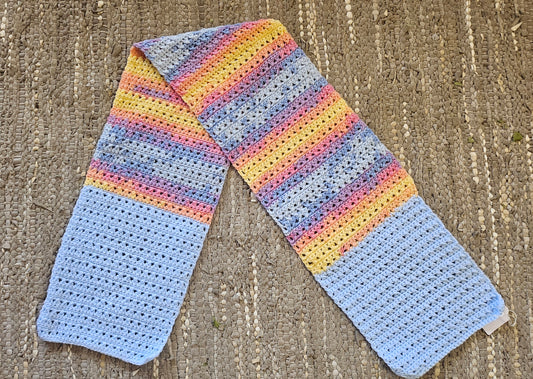 Blue Crochet Multicoloured Scarf