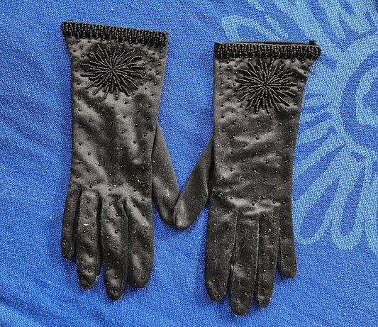Gloves Black Beaded