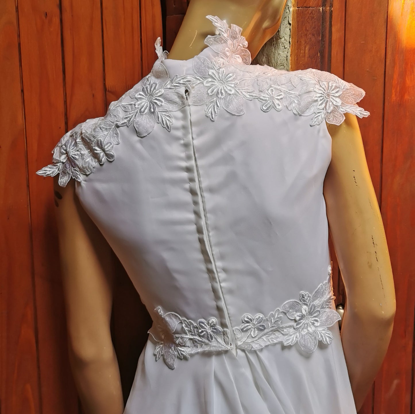 White Wedding Dress with Embroided Detail
